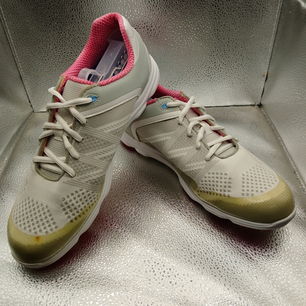FootJoy White & Gray W/Pink Trim Golf Shoes Women's Size 8.5